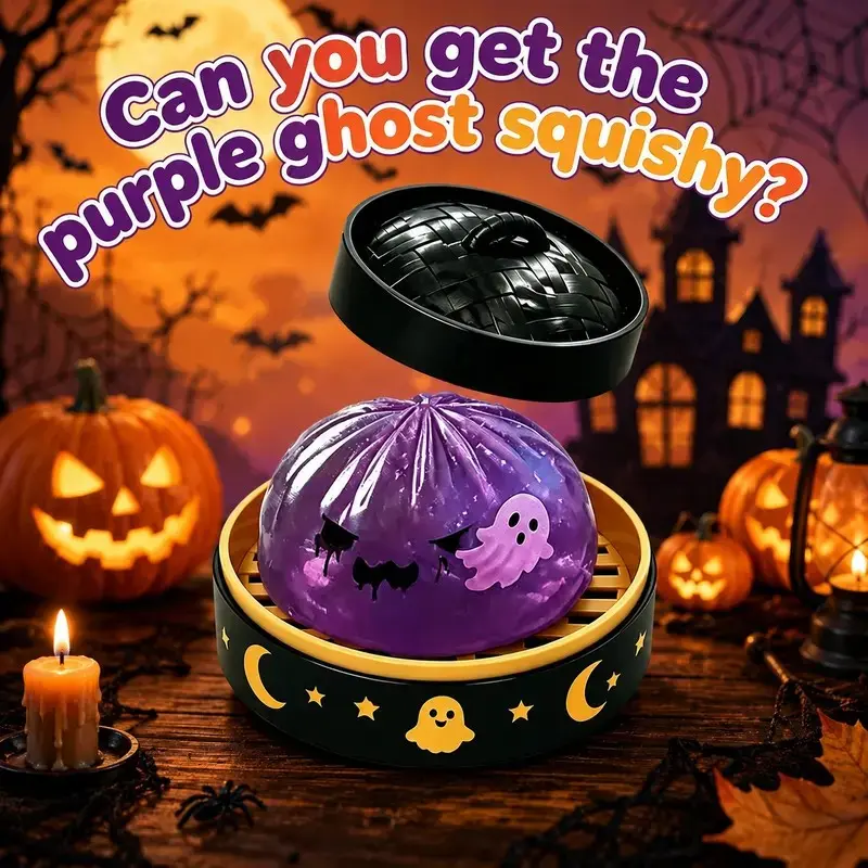 Spooky Halloween Ghost Dumpling Glitter Squishy Toy, Stress Relief Fidget Squeeze Toy, Portable Hand Toy, Random Style 1PC, Ideal for Party Favors, Trick or Treat Bags & Holiday Gifts