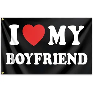 I Love My Boyfriend tapestry I Heart My Boyfriend Flags for Girls Room Guys Funny Man Cave Wall tapestry for Bedroom Dorm Room College Dorm Wall Banner Tapestry Decor