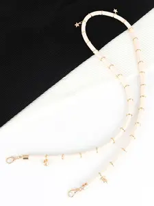 PU Leather Bag Strap, White, 51.18 Inches, with Gold-Tone Star Charms and Swivel Hook Clasps, Crossbody Chain Strap