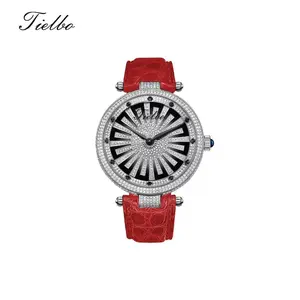 Dawn Fortune Women's Analog Fashion Watch - 42mm 360° Rotating Dial, Full Iced-Out Design, Durable Clasp, T127L