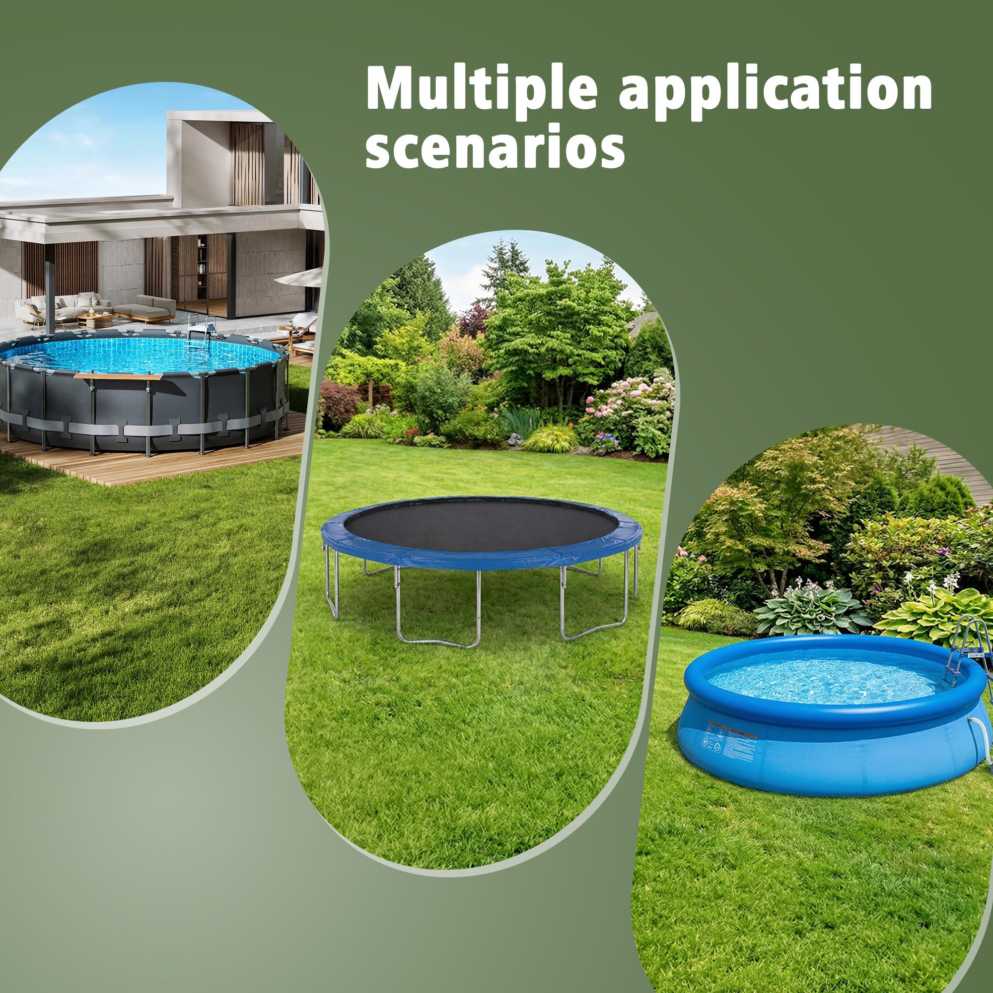 New upgrade 12FT Round Above-Ground Pool Cover Solar Waterproof with Accessories Included for Pool Equipment Shade & Heater Safety way plus org aqua outdoor