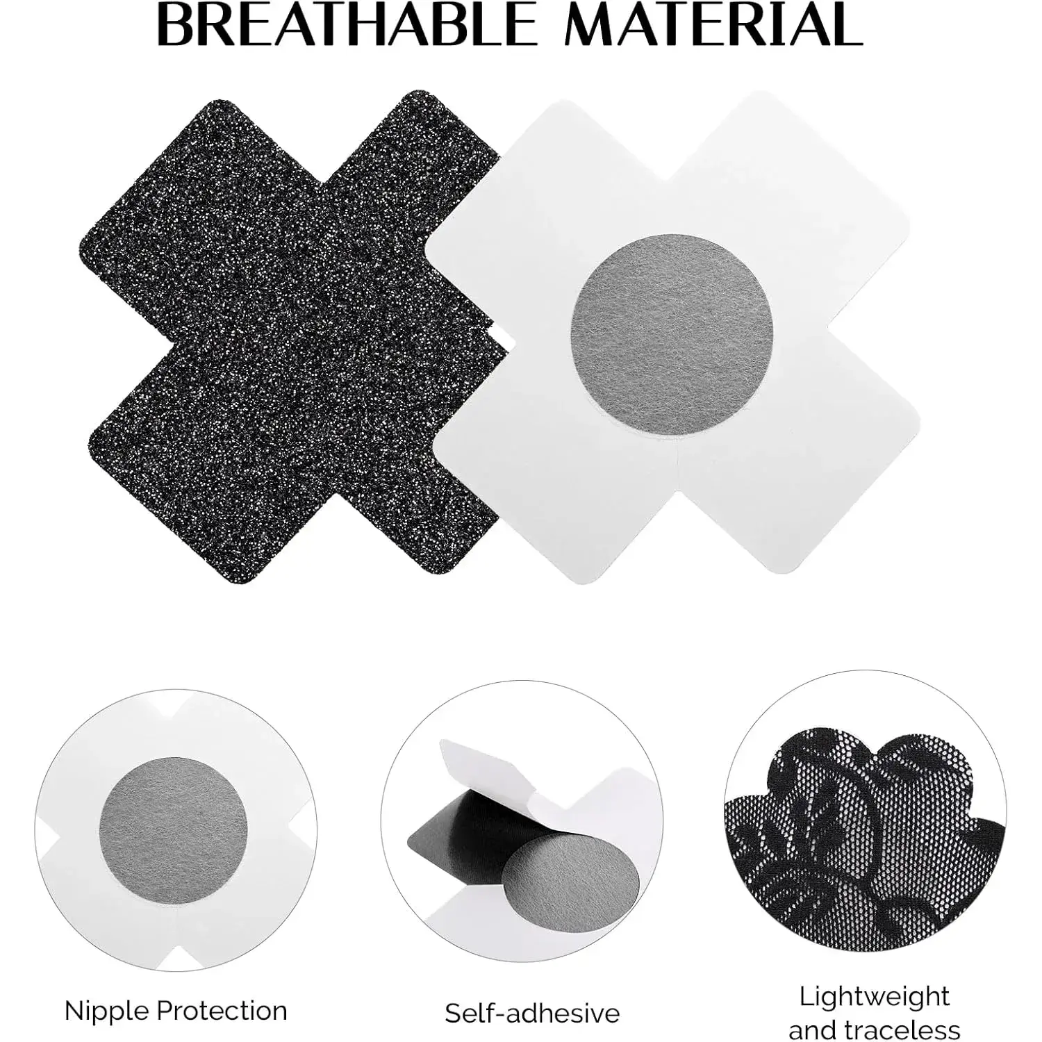Women's Disposable Glitter Nipple Covers - Securely Stay in Place Sticky Breast Petal Stickers, Fashion Accessories for Rave Parties, All Seasons