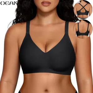OEAK Women Comfortable Push Up Bras Wireless Seamless Full Coverage Jelly Bralette Buttery Soft Convertible Tshirt Bra Everyday Bra