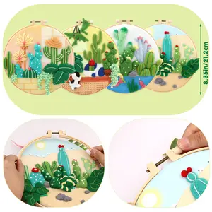 New Wool Felt Needle Felting Kit DIY Plant Embroidery Stretch Set with English Instructions