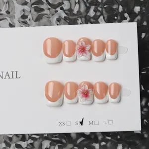 10-Piece Carved Glass Nail Art Set, Handmade Press-On Nails, Short Design, Decorative Floral Patterns, Perfect for DIY Manicures, Nail Kit Set