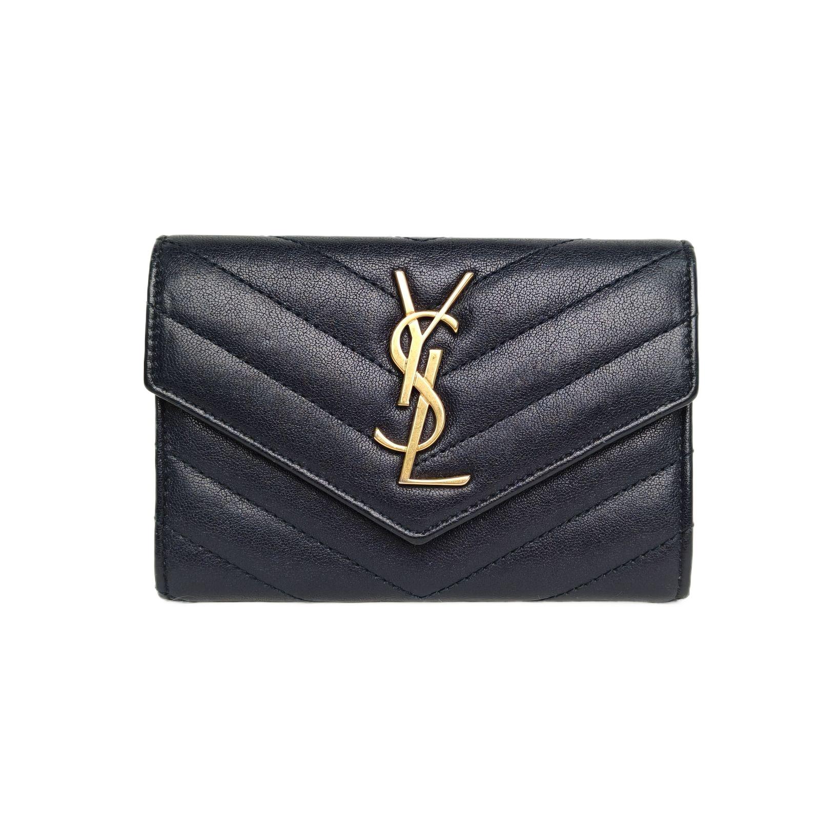 Pre-owned Yves Saint Laurent leather Tote Bags 【Zanna】Dark blue S sized wallet