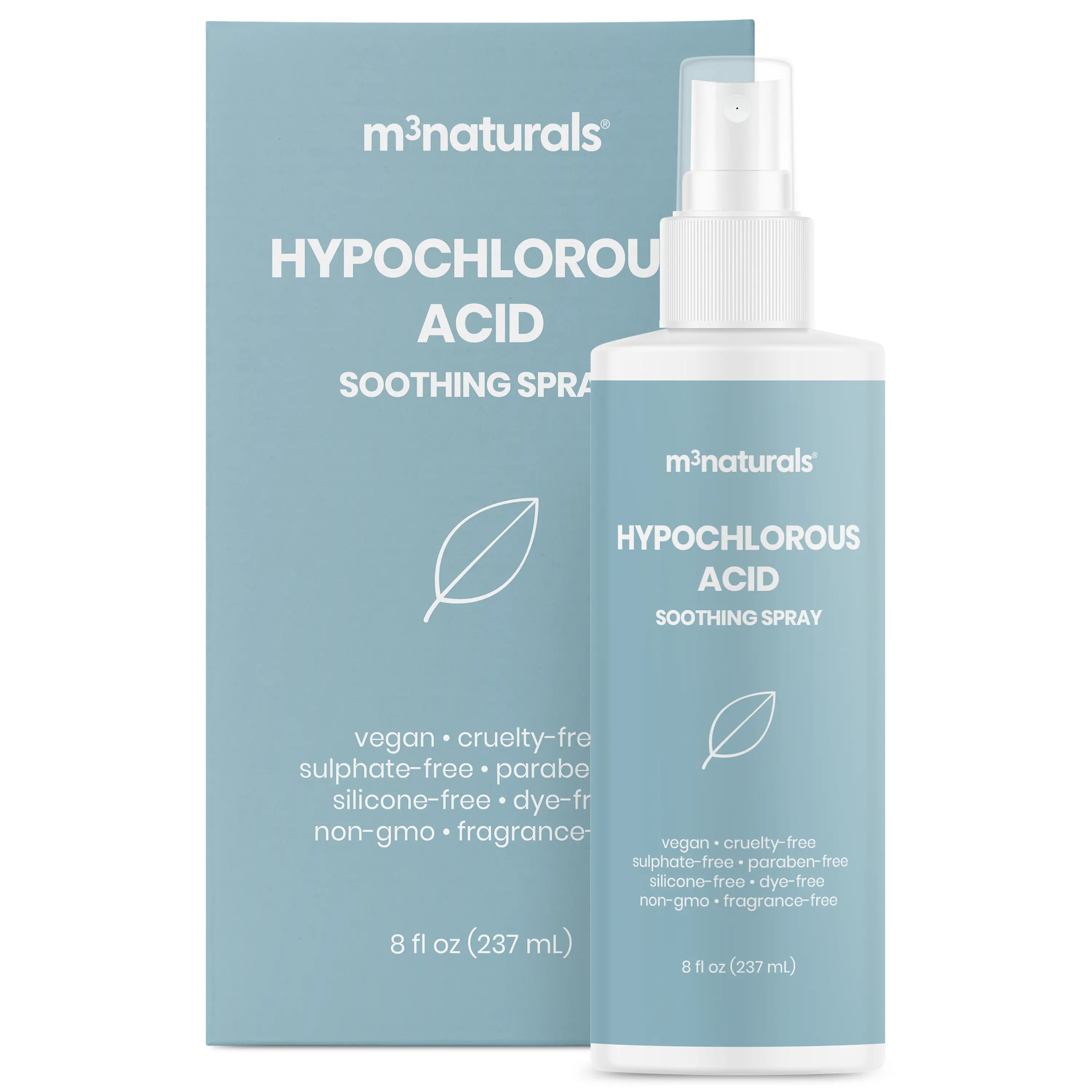 M3 Hypochlorous Acid Soothing Face & Body Spray, Gentle Daily Refreshing Mist, Alcohol-Free, Fragrance-Free, Vegan & Cruelty-Free, Suitable for Sensitive Skin, 8 fl oz