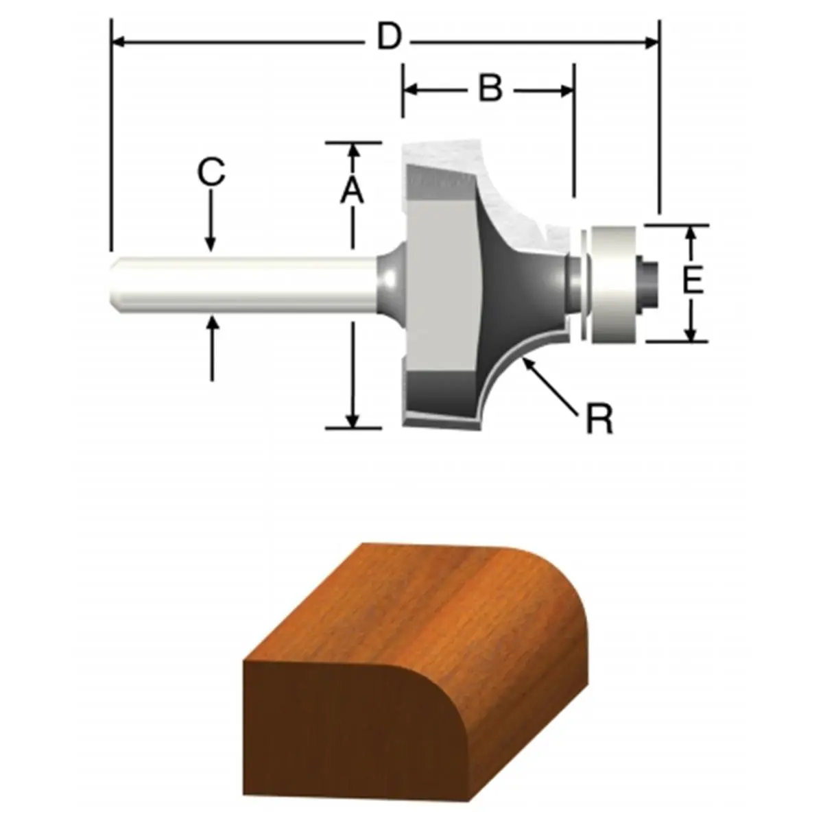 212 MAIN Roundover Beading Bit (Model 23133) - .31in Cutting Length, .38in Bearing, Beading Profiles, Corner Round Edging Power Tool Accessory for Tools & Hardware, Corner Round Bits