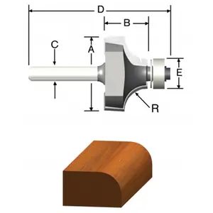 212 MAIN Roundover Beading Bit (Model 23133) - .31in Cutting Length, .38in Bearing, Beading Profiles, Corner Round Edging Power Tool Accessory for Tools & Hardware, Corner Round Bits