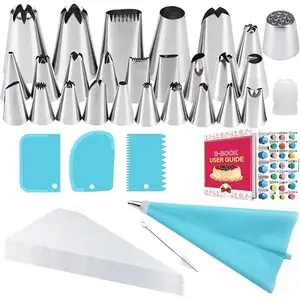 Icing Nozzles Set, Cake Decorating Set, Stainless Steel Piping Icing Nozzles,   Piping Bag, Suitable for Cakes, Cupcakes, Cookies, Pastries, Beginners