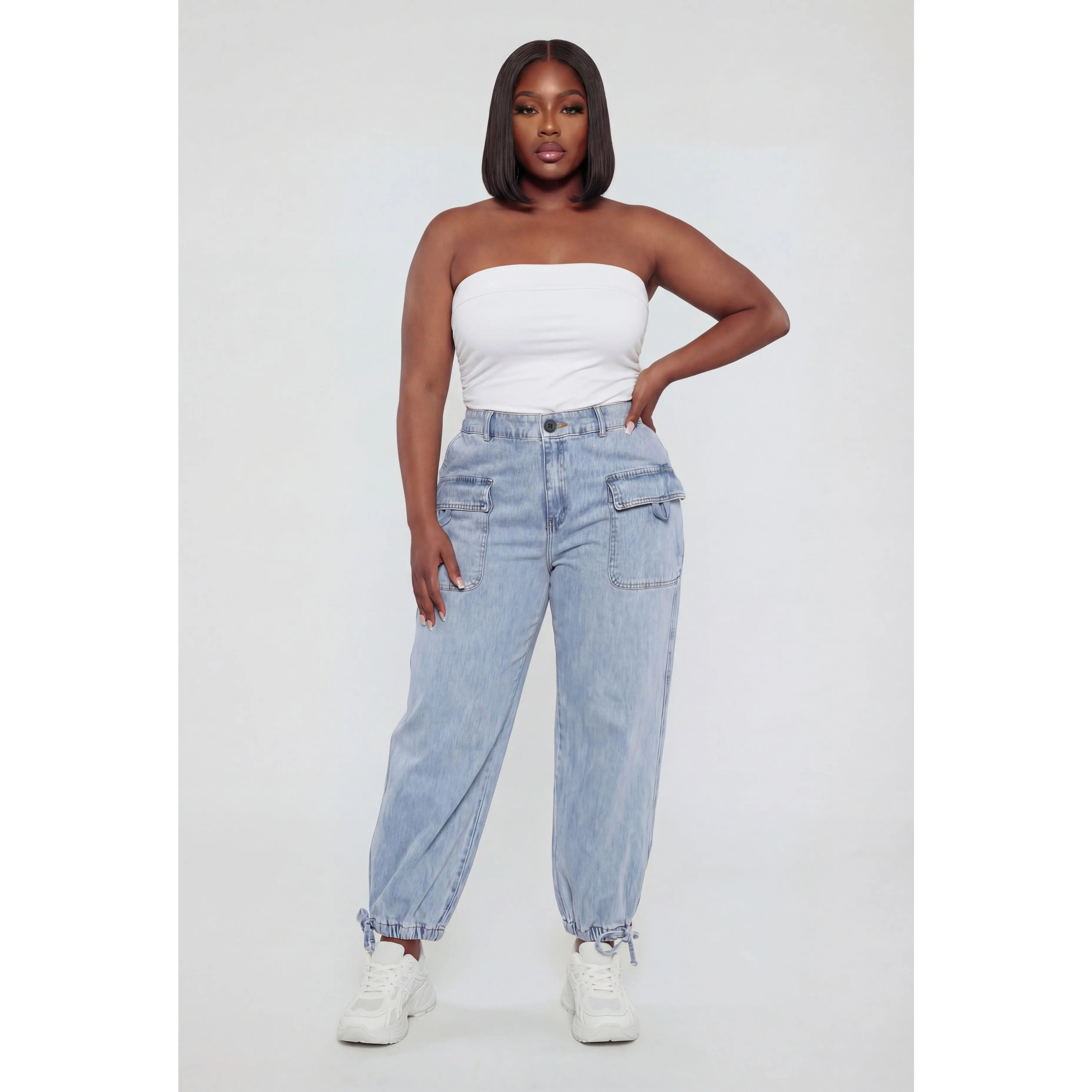 Plus Size Almost Famous Denim Cargo Joggers