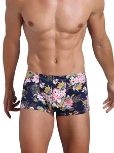 1Pc Men's Printed Low-Rise Boxer Briefs, Breathable & Comfortable, Body Shaping for Fitness, Gym, Home & Sports, Underwear