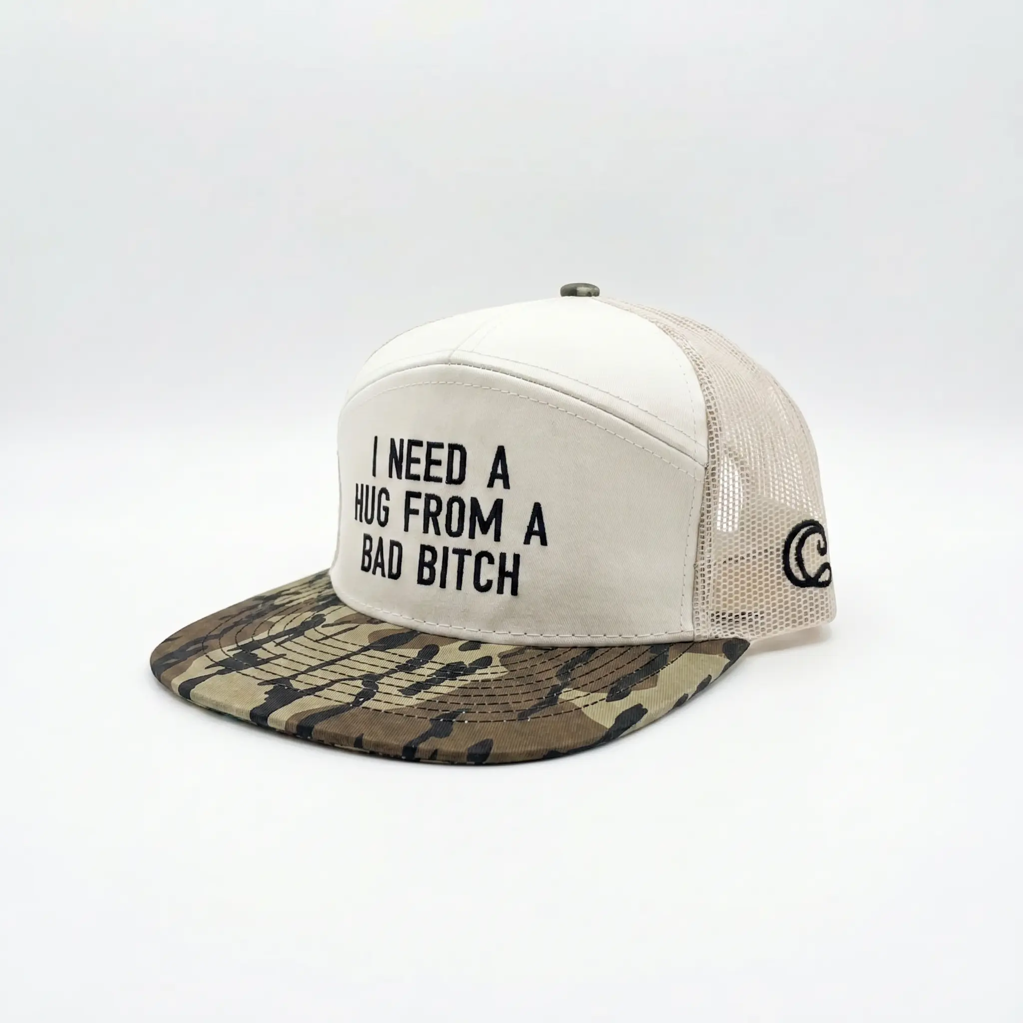 I Need A Hug From A Bad Bitch Trucker Hat | Adjustable Mesh Snapback Baseball Cap for Men & Women