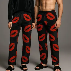 Matching Pajamas with kisses Pattern - Luxuriously Soft Plushie Loungewear in Sizes X-Small to 3XL for Ultimate Comfort and Timeless Style Menswear Nightwear