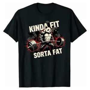 Kinda Fit Sorta Fat Funny Gym Panda Fitness Workout Lover T-Shirt