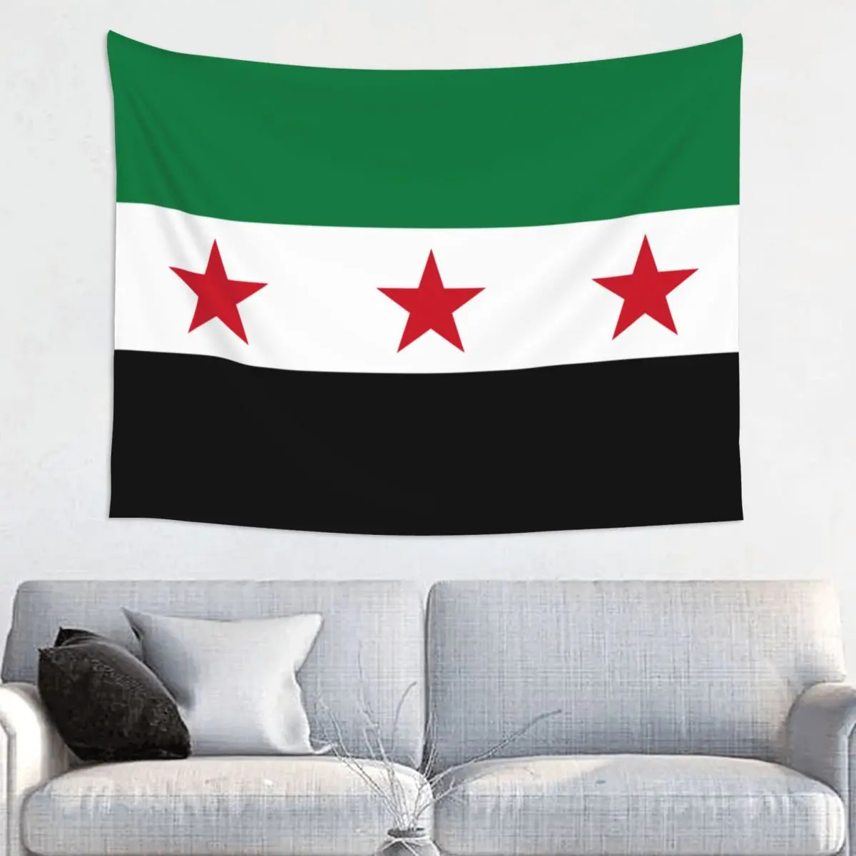 Light Syria Flag Wall Tapestry, Colorful Polyester Print Wall Hanging, Indoor Syrian Arab Republic Room Decor & Outdoor Beach Mat, Wall Tapestries