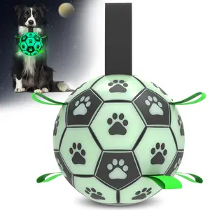 Glow in the Dark Light Up Dog Soccer Ball 6 Inch Durable Dog Toys for Small and Medium Dogs Interactive Training Ball Interactive Water Toy for Outdoor Play and Puppy Birthday Gifts