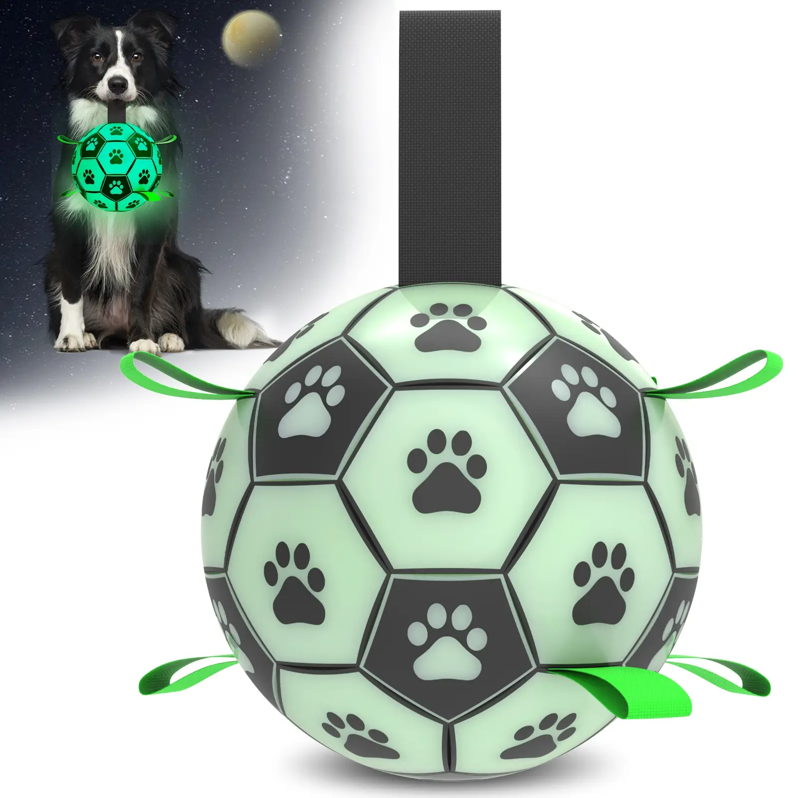 Glow in the Dark Light Up Dog Soccer Ball 6 Inch Durable Dog Toys for Small and Medium Dogs Interactive Water Toy for Outdoor Play and Puppy Birthday