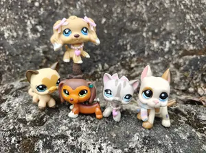 5 PC Mini Pet Shop Cocker Spaniel Great Dane Dachshund Shorthair Cat Figures Toy for Kids Xmas Birthday Gift Toyset Kitty gifts for kids