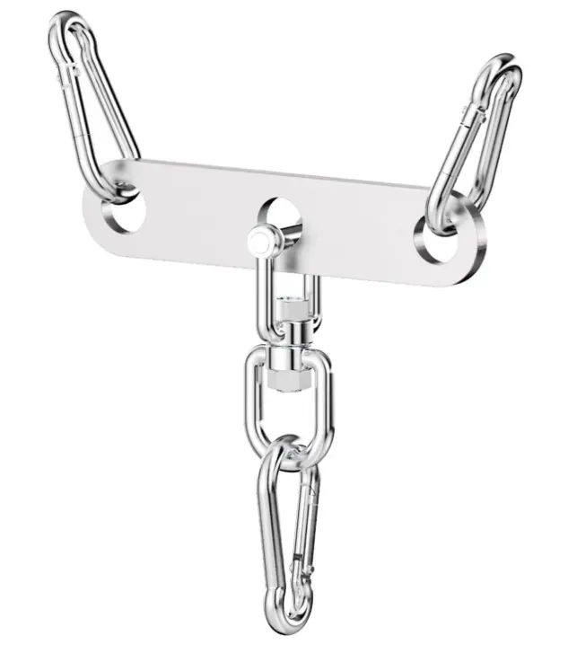 J BRYANT Stainless Steel Double to Single Pulley Adaptor Plate with Swivel - Functional Training Equipment for Cable Machine, Home Workout, Lat Pulldown Attachment, 3 Carabiners for Triceps Pushdown, T Bar Row