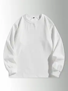 3-pack men’s minimalist casual loose crewneck tops featuring long sleeves with vertical texture design and a solid basic fit, made from skin-friendly, breathable fabric—ideal for everyday commuting outfits.