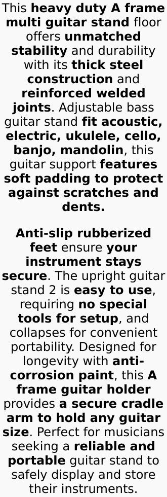 5 Core Double Guitar Stand A Frame Shape w Foam Arms Supports Acoustic Electric Bass Ukulele Banjo