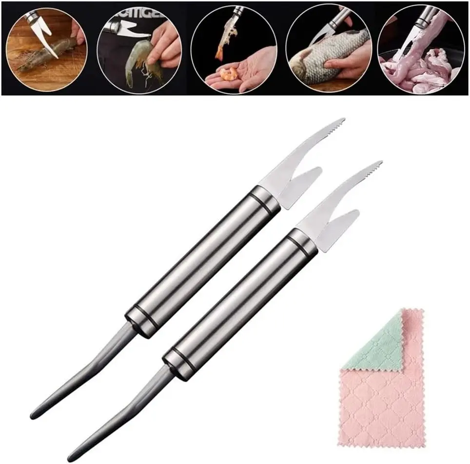 2026 304 Stainless Steel Multifunctional Shrimp Deveining Tool Set (2 Pcs) - Shrimp Peeler, Cleaner, Butterflying Knife for Seafood Preparation (Home & Party Supplies)