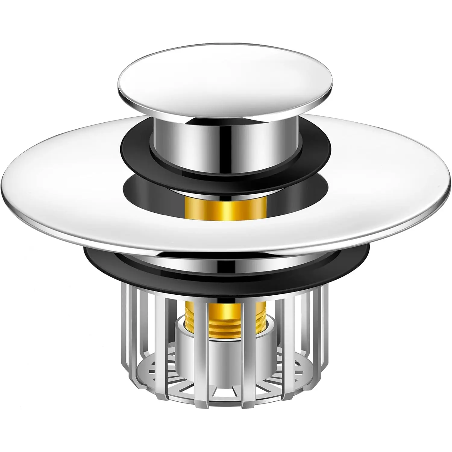 Modern Durable Synthetic Tub Stopper with Strainer Pop-up Drain Protector for 1-1/2 to 1/4" Bath Drain Hole Bathroom Bathtub Plug