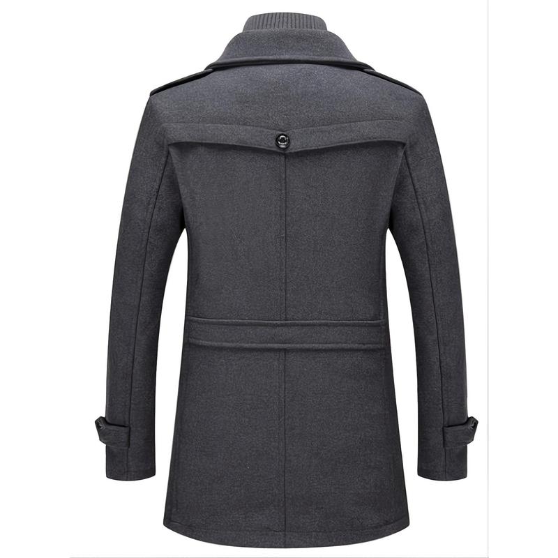 Men's business woolen coat fashion double neck medium and long woolen coat, autumn and winter