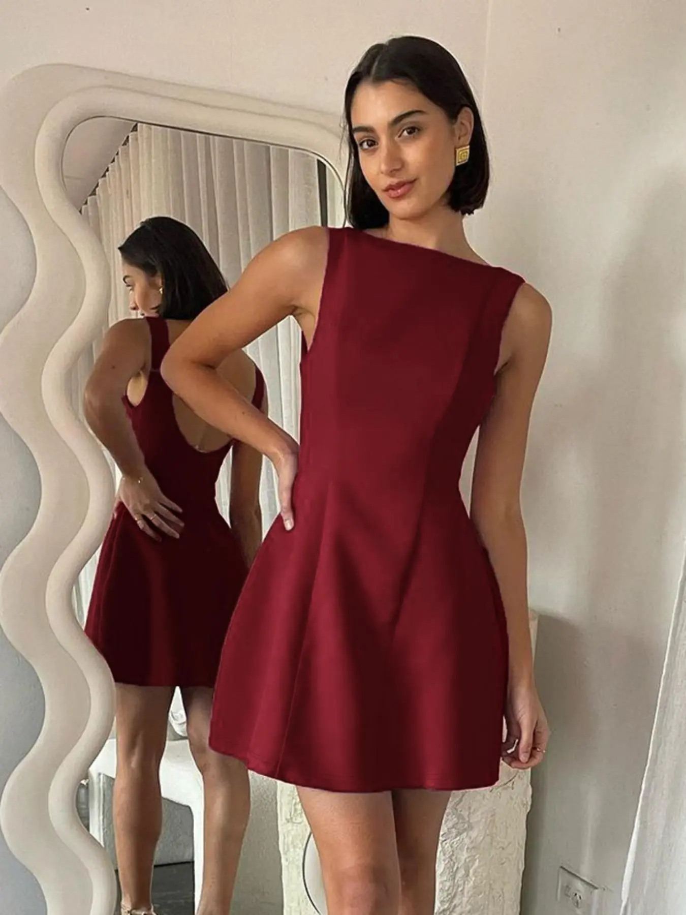 knee length dresses for ladies Beige Tank Dress