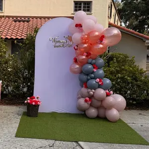 Women's Brunch Decoration with Balloon Arch and Floral Accents for Elegant Events