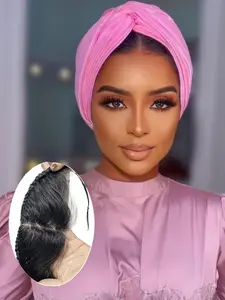 Human Hair Full Lace Hairpieces Half Wig, 13x4 Lace Feels Gentle On Skin,10 Inch Lace Frontal Pre Cut Hairline with Braided for Turban, Natural Fluffy Hair Half Wigs for Women Glueless Wig Frontlace Wig