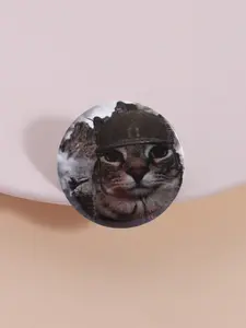 Alien Cat Brooch Fluorescent Face Badge, Humorous Quirky Cartoon Style Pin, Trendy Fun Accessory for Backpacks & Clothing Decor