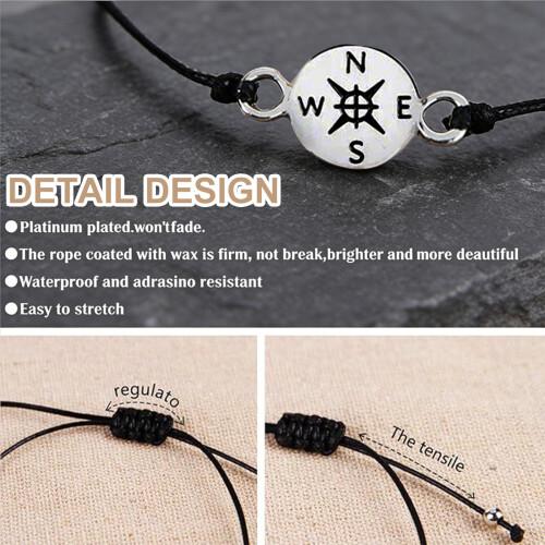 Graduation Gifts for Her Him, Adjustable Compass Link Bracelet Grade High School College Graduation Bracelet Friendship Gifts Jewelry for Middle School/High School/College Grads