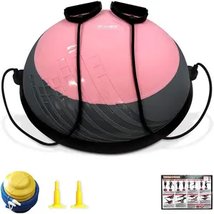 Balance Ball Balance Trainer 660Lbs Weight Capacity, IFAST 23" Half Ball with Resistant Band, Anti Burst Design, Anti-Slip Surface for Home Gym Core Ab Training Yoga Fitness Stability Workout with Foot Pump