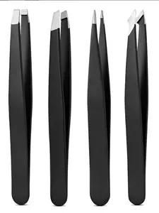 The Ultimate Precision Tweezers  Perfect for Lash Extensions & Flawless Brows - Medical Grade Stainless Steel - High Accuracy Tweezer for Home & Salon pack of 4
