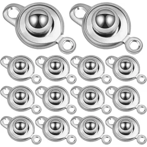 20pcs Stainless Steel Round Snap Button Clasps with 2 Holes Ball & Socket Snap Fastener Connectors for DIY Necklace Bracelet Handmade Crafts