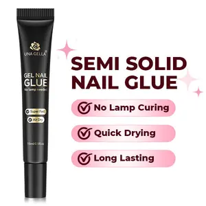 UNA GELLA Super Strong Semi-Solid Nail Glue and Remover Set, Quick-Drying Adhesive for Press-On, Gel & Acrylic Tips, No UV Lamp Needed, DIY Manicure Supplies (15g Glue, 20ml Remover) Nail Products Nourishing Peeling Nail Care