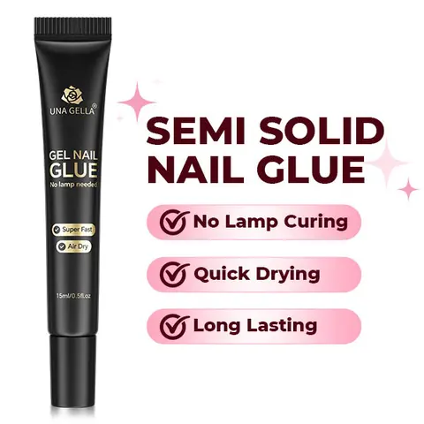 UNA GELLA Newly Upgraded 10g Semi-Solid Tube Nail Glue - Fast-Drying Strong Adhesive for Press-Ons, DIY Projects (Nail Care, No Lamp Curing Needed)