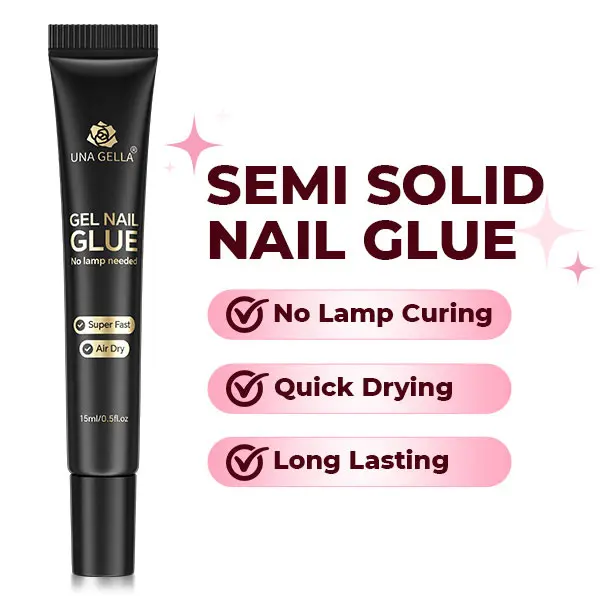 UNA GELLA Newly Upgraded 10g Semi-Solid Tube Nail Glue - Fast-Drying Strong Adhesive for Press-Ons, DIY Projects (Nail Care, No Lamp Curing Needed)
