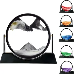 12 Inch Dynamic Sand Art, 3D Liquid Sand Decor, Deep Sea Sand Scene, Stress Relief Art Sand Hourglass, Desktop Office Home Decoration