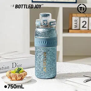 BOTTLED JOY Titanium AquaJoy Water Bottle 26oz Insulated Dual Spouts Food Grade Portable Drinkware Tumbler Mug Bottled Green