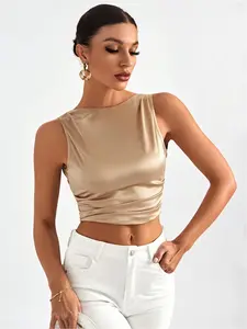 Women's Backless Tie-Up Sleeveless Crop Top, Minimalist & Elegant Style. Perfect for Work, Home, Casual Outings, Parties, Dates, Banquets and Balls
