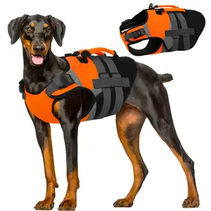 Kuoser Dog Life Jacket with Rescue Handle, High Flotation Dogs Swim Vest with Reflective Strips,Adjustable Dog Life Vest for Swimming, Boating, Pool&Beach, Doggy Lifejacket for Small Medium Large Dogs