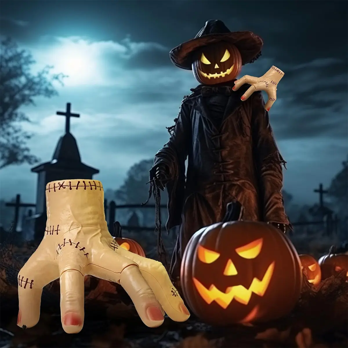 Spooky Halloween Party Decor, 5.5 Inch Realistic Hand Prop Crafted from Safe Vinyl, Lifelike Ornament, Great Art Collection & Scene Decoration for Halloween Events