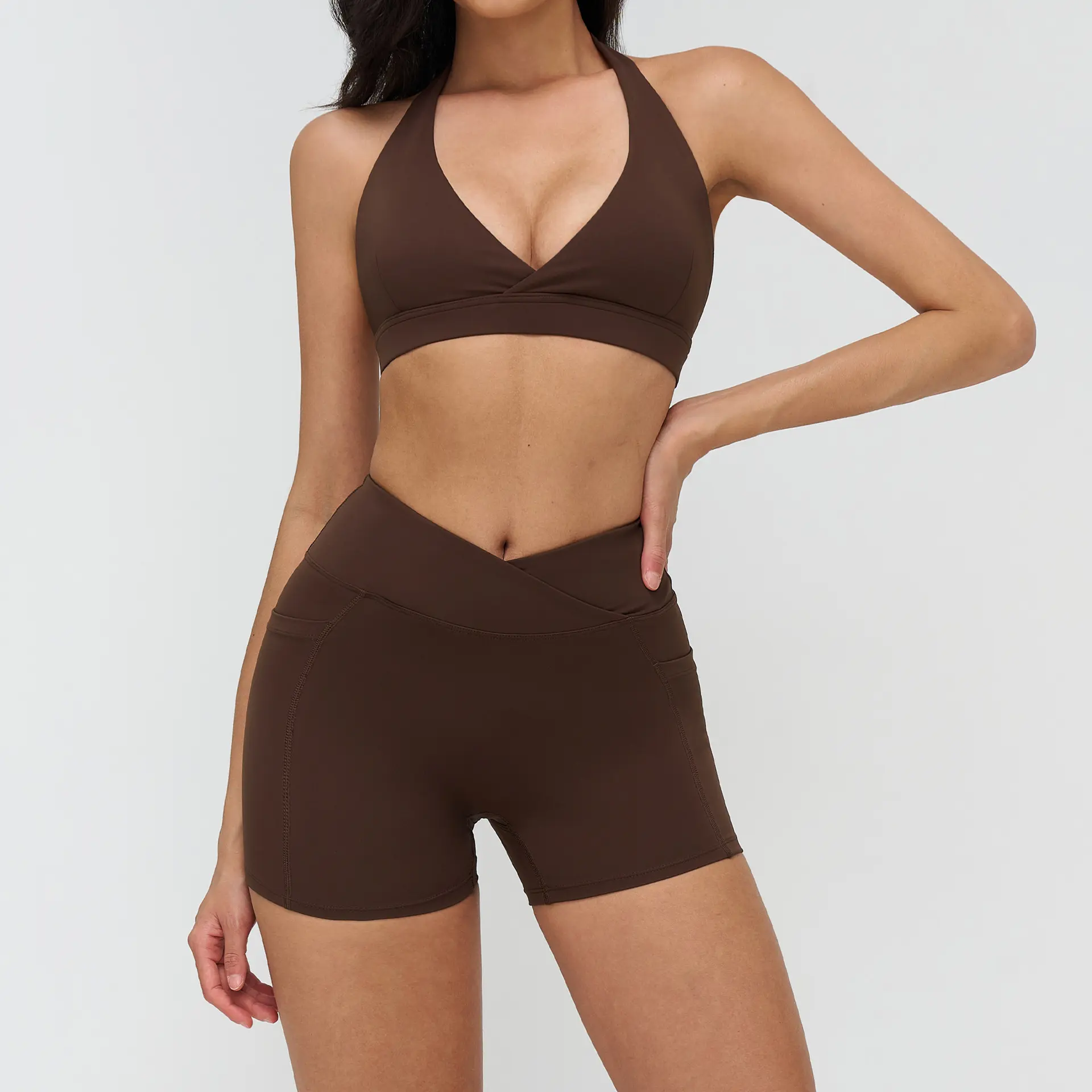 4518 bra+2030 shorts   coffee color