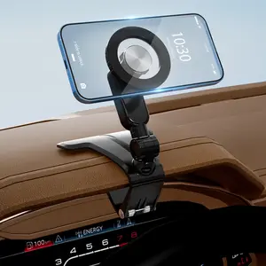 Universal MagSafe Car Phone Holder Magnetic Mount | 360° Adjustable Strong Magnet | Hands-Free Mobile Phone & Tablet Dashboard Stand | Foldable Magnetic SunVisor Car Mount | Safe-Driving Interior Accessory for iPhone & Android