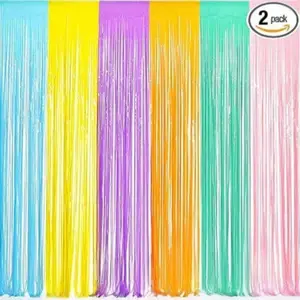 Metal Fringe Curtain Set, 3.3x6.6 Feet, Shimmer Wall Backdrop, Perfect for Christmas, Easter, Birthday, Princess Theme Party, Photo Booth, Dessert Background Decor