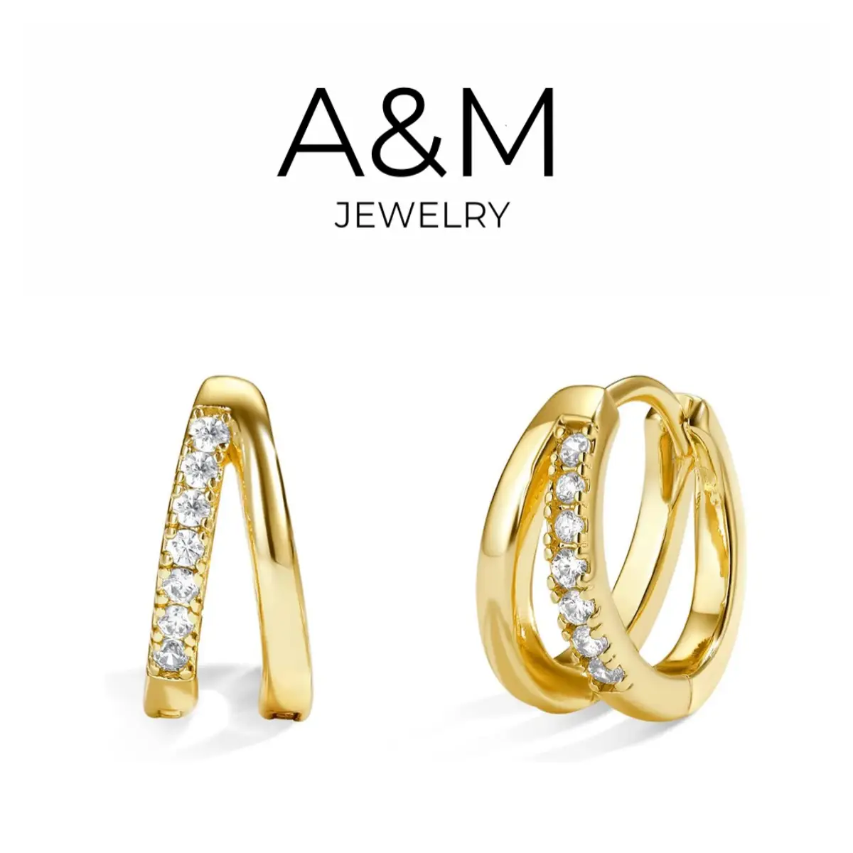 Gold Hoop Earrings for Women, 14K Gold Huggie Hoop Earrings for Gifts Women's Elegant Rhinestone Decorated