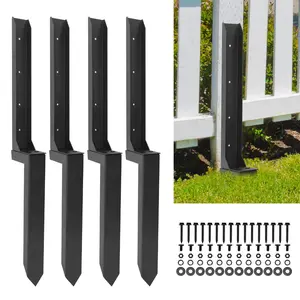 4 Pcs Fence Post Repair Kit Wooden Fence Post Anchor Repair Stakes for Tilted Broken Wood Support Kits